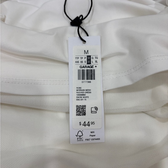 NEW Garage Morgan White Ruched Mesh Mini Dress Cami Bodycon Size M - Picture 7 of 9
